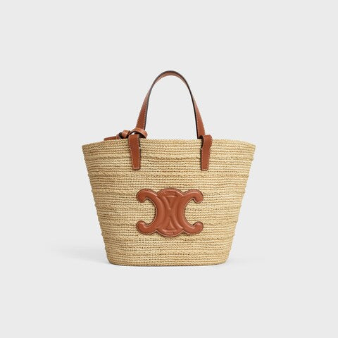 Céline - Classic Panier petit modèle Souple Raphia et veau