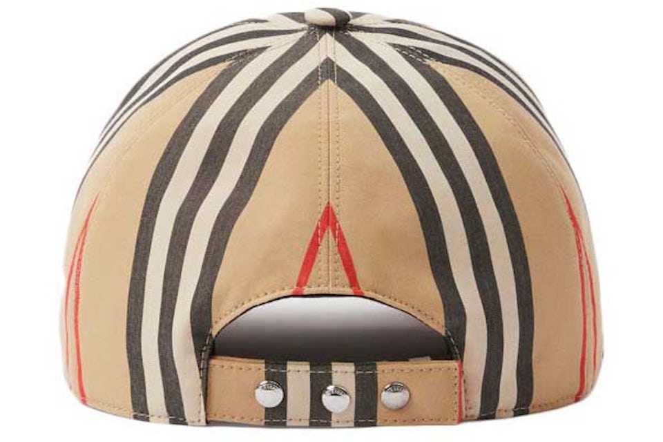 Casquette de baseball coton carreaux traditionnels monogramme beige